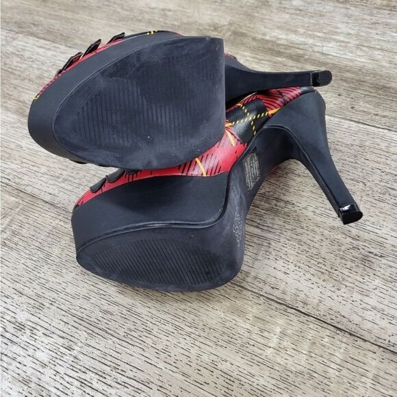 Abbey Dawn By Avril Lavigne Stay In Line Buckle Platform In Red - Picture 2 of 2